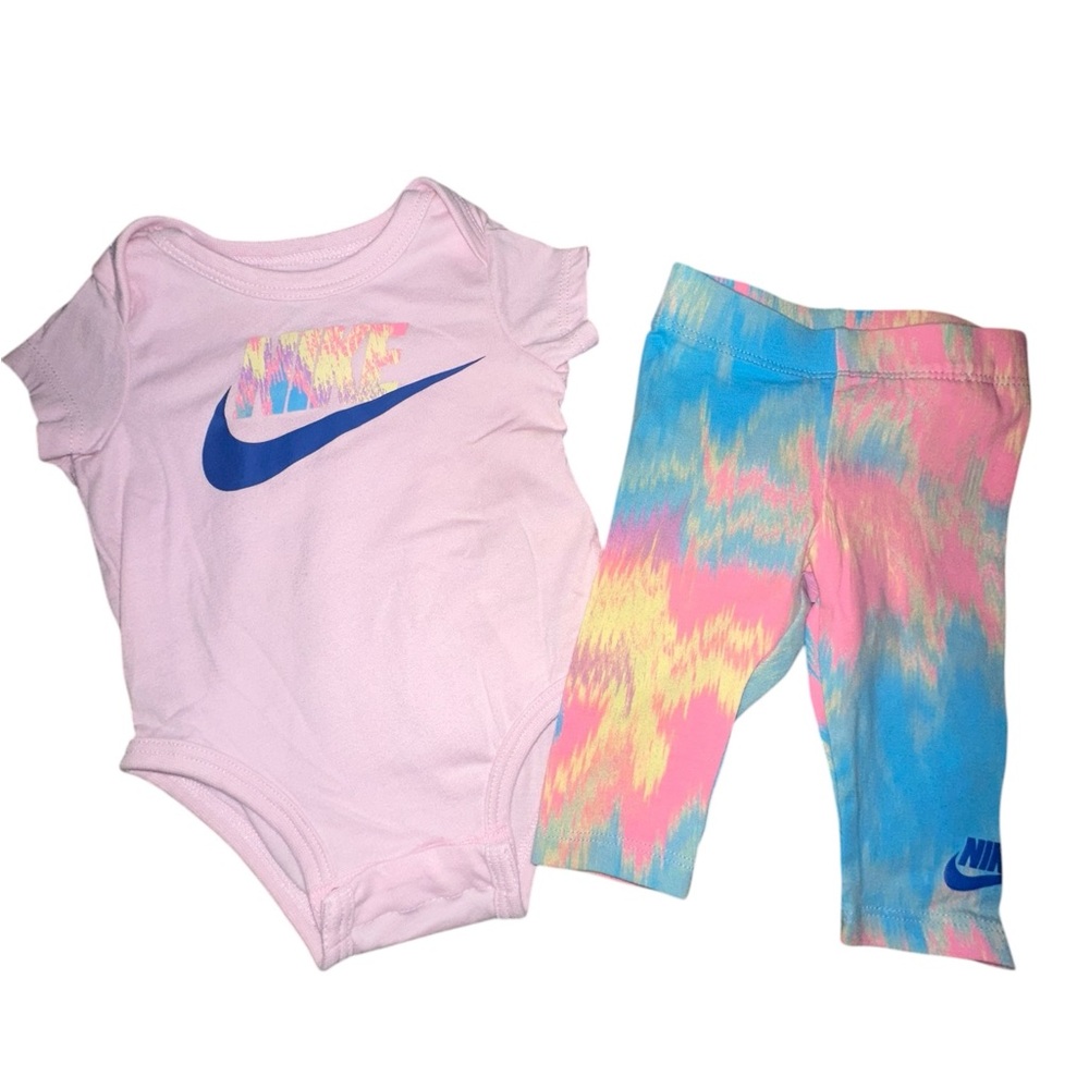 Nike Pink Bodysuit and Vibrant Leggings Set